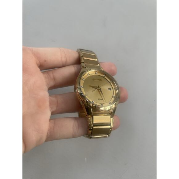 SEIKO Gold Tone‎ Stainless Steel Diamond Dial Solar WATCH Needs Battery